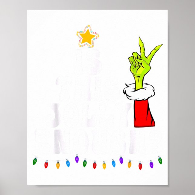 Is This Jolly Enough Green Merry Christmas Tree Li Poster (Front)