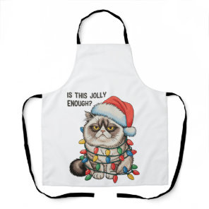 Is This Jolly Enough Grumpy Cat Christmas Lights Apron