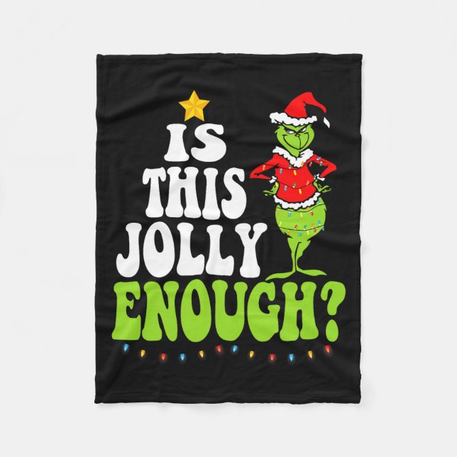 Is This Jolly Enough Merry Christmas Tree Lights F Fleece Blanket (Front)