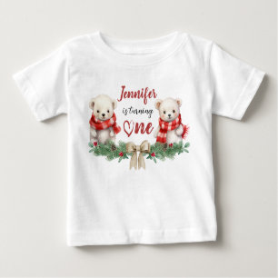 Is Turning One Bear Christmas 1st Birthday Baby T-Shirt