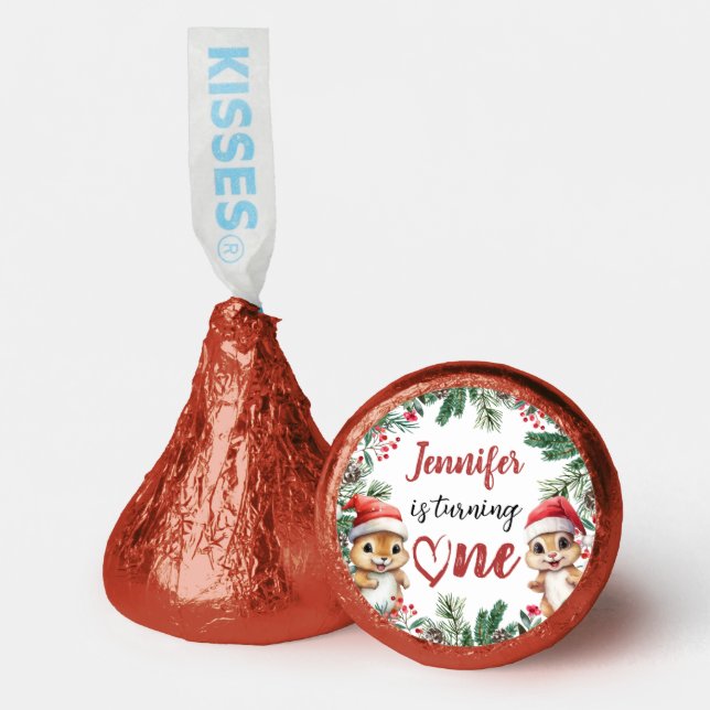 Is Turning ONE | Cute Squirrels 1st Birthday Favor (Front)