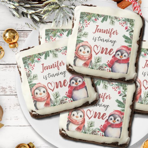 Is Turning One  Penguin Winter 1st Birthday  Brownie