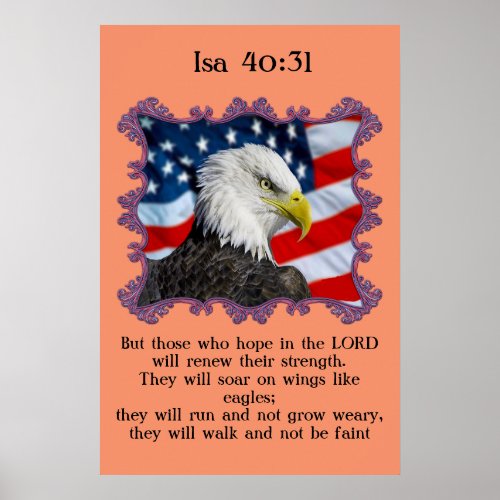 Isa4031 With A Eagle in front of American flag Poster
