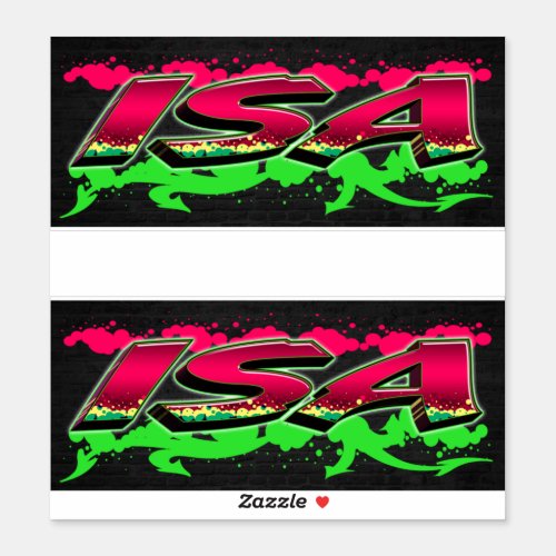 Isa First Name Graffiti Sticker