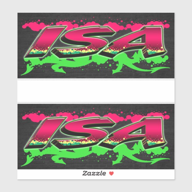 Isa First Name Graffiti Sticker (Sheet)