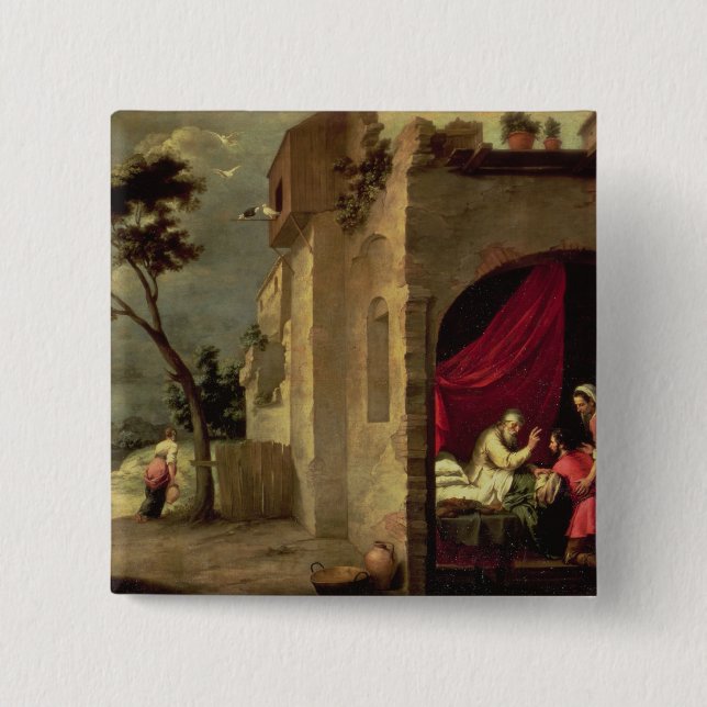 Isaac Blessing Jacob Pinback Button (Front)