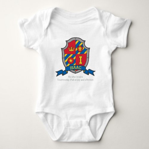 Isaac I letter name meaning crest knights shield Baby Bodysuit
