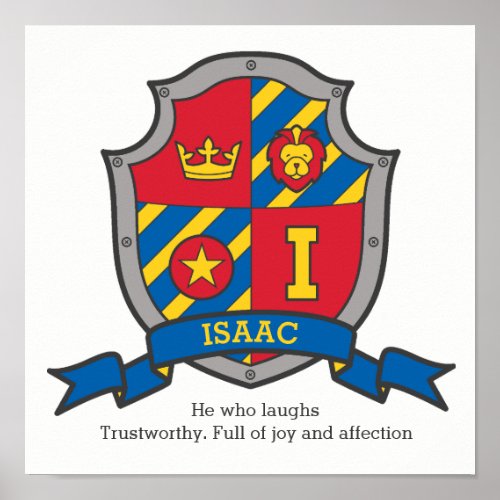 Isaac name meaning boys crest poster print