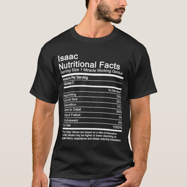 Isaac  Name Nutritional Facts T-Shirt (Front)