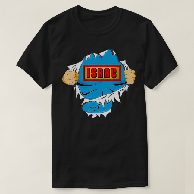Isaac Name Superhero Gift for Boys Named Isaac  T-Shirt (Design Front)
