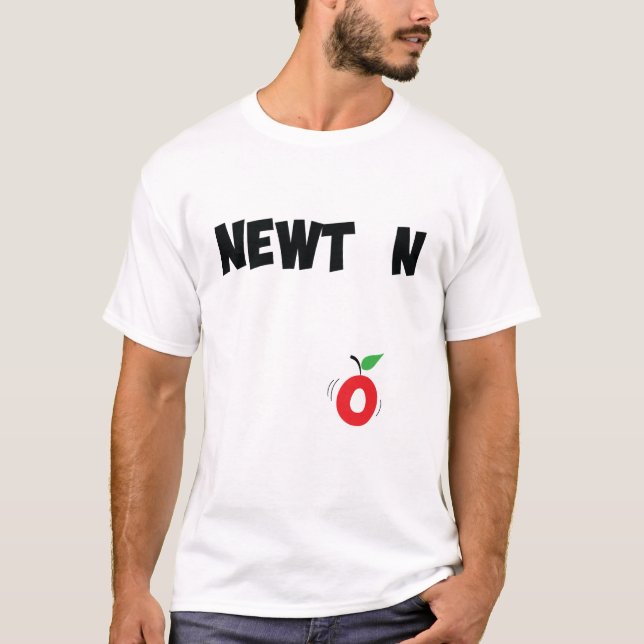 Isaac Newton Gravity Text Design T-Shirt (Front)