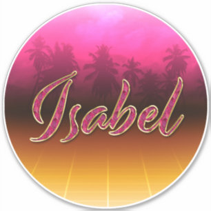 Isabel first name golden pink sticker