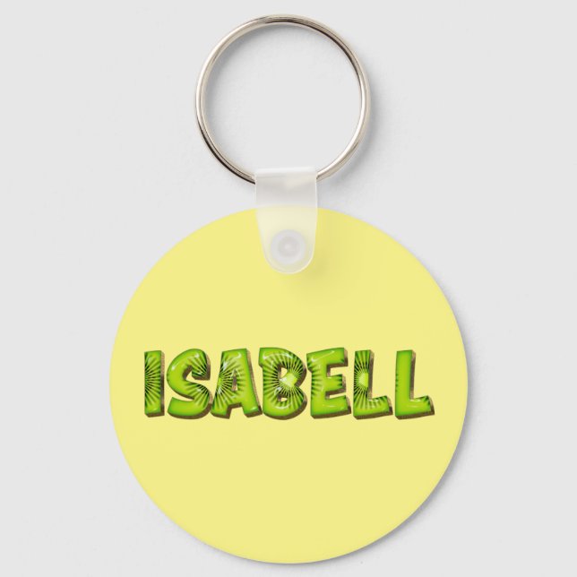 Isabell Name Kiwi Design Keychain (Front)