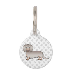 Isabella And Tan Long Hair Dachshund Cartoon Dog Pet ID Tag