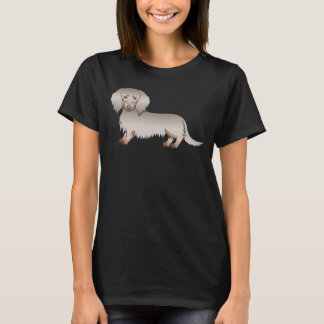 Isabella And Tan Long Hair Dachshund Cartoon Dog T-Shirt