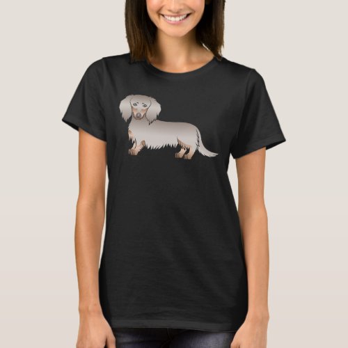 Isabella And Tan Long Hair Dachshund Cartoon Dog T_Shirt