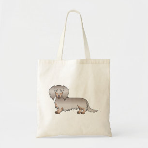 Isabella And Tan Long Hair Dachshund Cartoon Dog Tote Bag