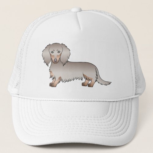 Isabella And Tan Long Hair Dachshund Cartoon Dog Trucker Hat