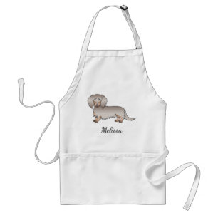 Isabella And Tan Long Hair Dachshund Dog & Name Adult Apron