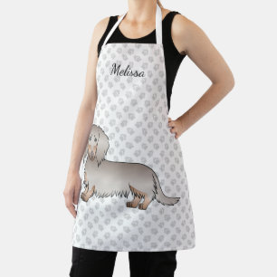 Isabella And Tan Long Hair Dachshund Dog & Name Apron