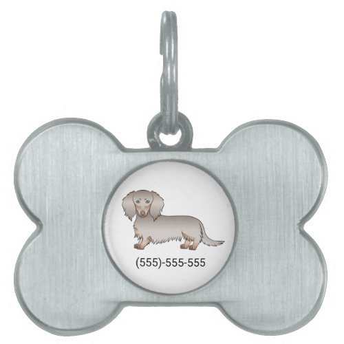 Isabella And Tan Long Hair Dachshund Dog  Number Pet ID Tag