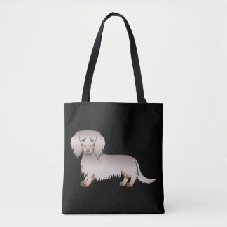 Isabella And Tan Long Hair Dachshund Dog On Black Tote Bag
