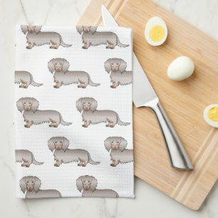 Isabella And Tan Long Hair Dachshund Dog Pattern Kitchen Towel