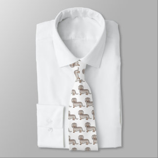Isabella And Tan Long Hair Dachshund Dog Pattern Neck Tie