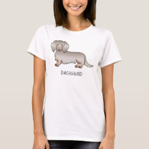 Isabella And Tan Long Hair Dachshund Dog & Text T-Shirt