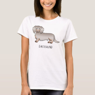Isabella And Tan Long Hair Dachshund Dog &amp; Text T-Shirt