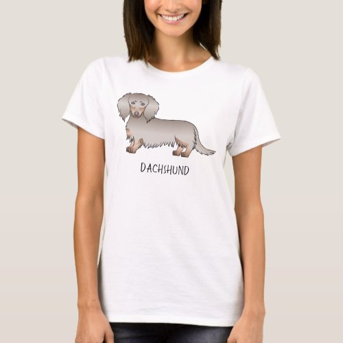 Isabella And Tan Long Hair Dachshund Dog  Text T_Shirt