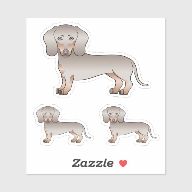 Isabella And Tan Short Hair Dachshund Cartoon Dog Sticker (Sheet)