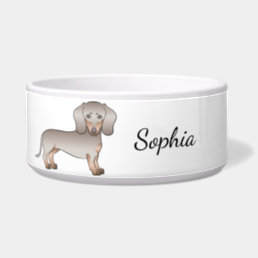 Isabella And Tan Short Hair Dachshund Dog And Name Bowl