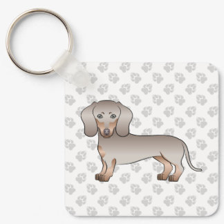Isabella And Tan Short Hair Dachshund Dog And Paws Keychain