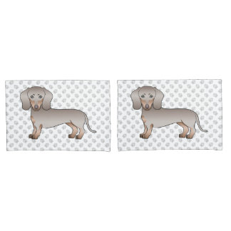 Isabella And Tan Short Hair Dachshund Dog And Paws Pillow Case