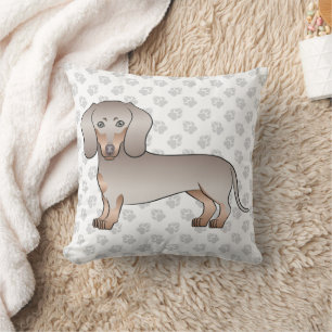 Isabella And Tan Short Hair Dachshund Dog And Paws Throw Pillow