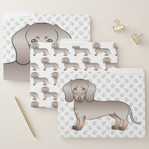 Isabella And Tan Smooth Coat Dachshund Cartoon Dog File Folder