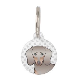 Isabella And Tan Smooth Coat Dachshund Dog Head Pet ID Tag