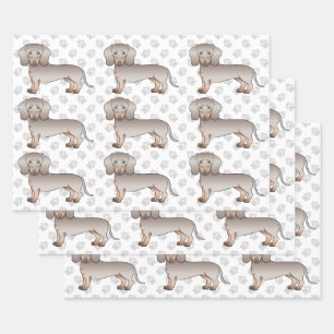 Isabella And Tan Smooth Coat Dachshund Dog Pattern Wrapping Paper Sheets