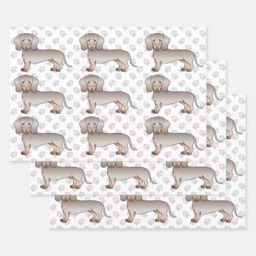 Isabella And Tan Smooth Coat Dachshund Dog Pattern Wrapping Paper Sheets