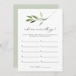 ISABELLA Boho Greenery Where Were They Bridal Game Invitation