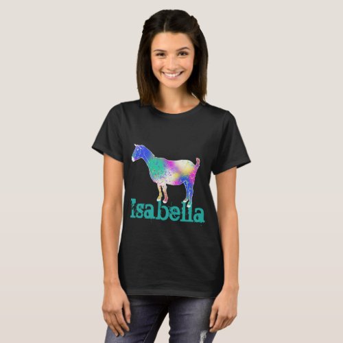 Isabella Colorful Psychedelic Goat Art Add Name T_Shirt
