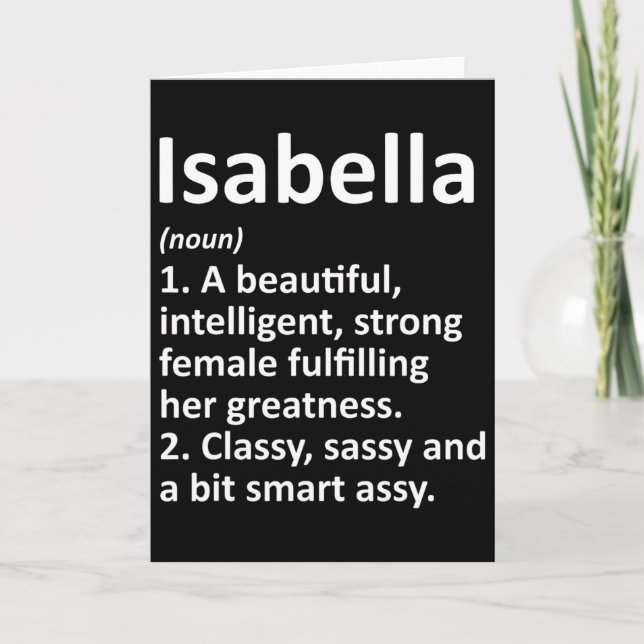 Isabella Definition Personalized Name Funny Christ Card (Front)