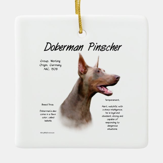 Isabella Doberman History  Ceramic Ornament (Front)