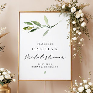ISABELLA Elegant Greenery Bridal Shower Welcome Poster