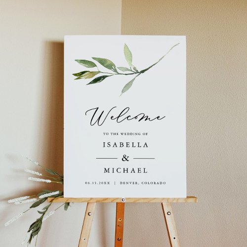 ISABELLA Elegant Minimal Greenery Wedding Welcome Foam Board