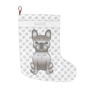 Isabella French Bulldog / Frenchie Cute Dog &amp; Name Large Christmas Stocking