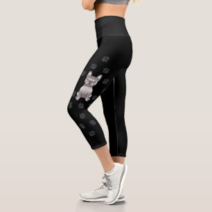Isabella French Bulldog / Frenchie Cute Dog & Paws Capri Leggings