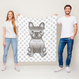 Isabella French Bulldog / Frenchie Cute Dog & Paws Fleece Blanket