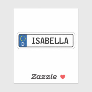 Isabella German Car License Plate Sticker